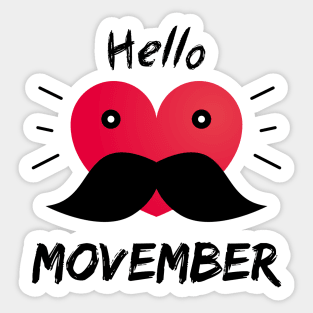 Hello Movember - Mustache and a heart Sticker